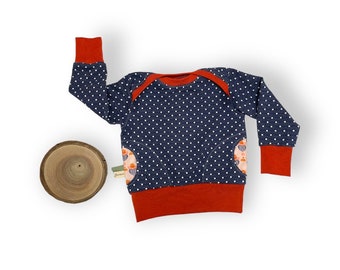 Sweat évolutif pois bébé enfant à poches BIO coton bio biologique pull