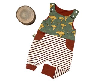 Scalable overalls chanterelles 6-24 months 2-5 years baby child organic cotton organic jumpsuit