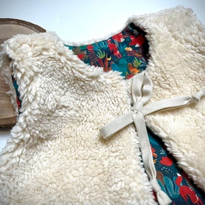 Organic baby child scalable shepherd vest, sleeveless vest, sheep, plush, sherpa image 4