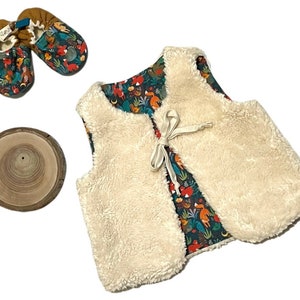 Organic baby child scalable shepherd vest, sleeveless vest, sheep, plush, sherpa image 2