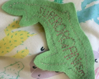 Handmade Superorganism Whale Green and Pink patch