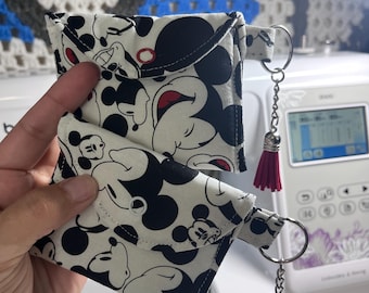 Handmade Mickey Mouse case for AirPods and AirPod pros/ protective fabric case with keychain
