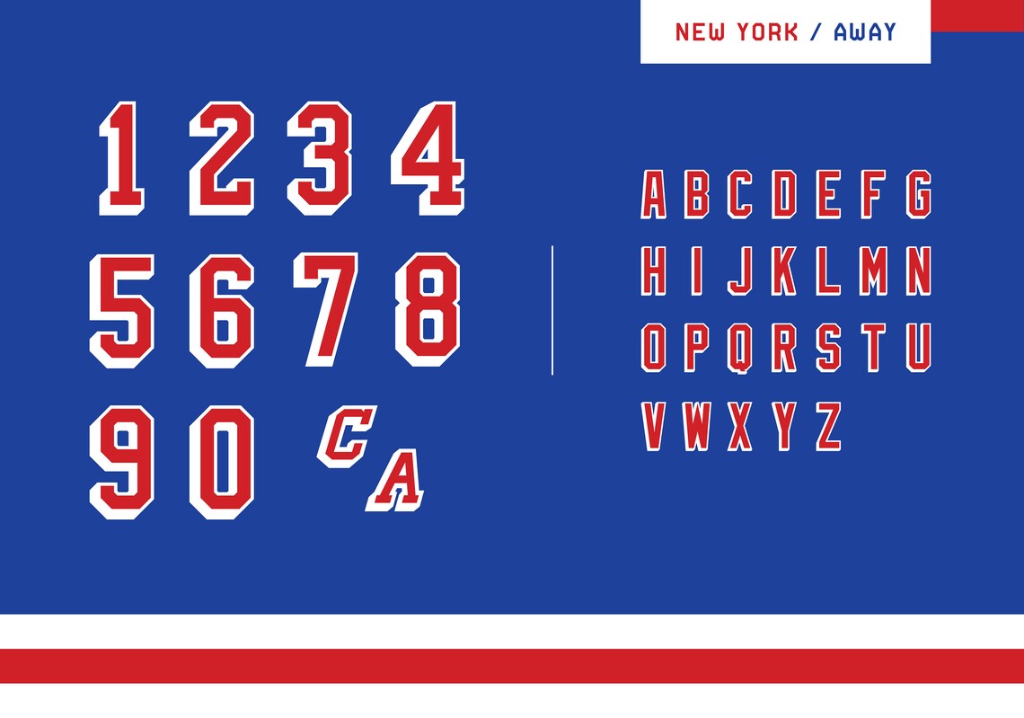 NY Rangers Numbers & Letters Highres Digital PNG Files for Jerseys