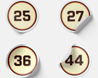 SF Giants Stickers - ALL 11 Retired Numbers - Vinyl Decal Sheets