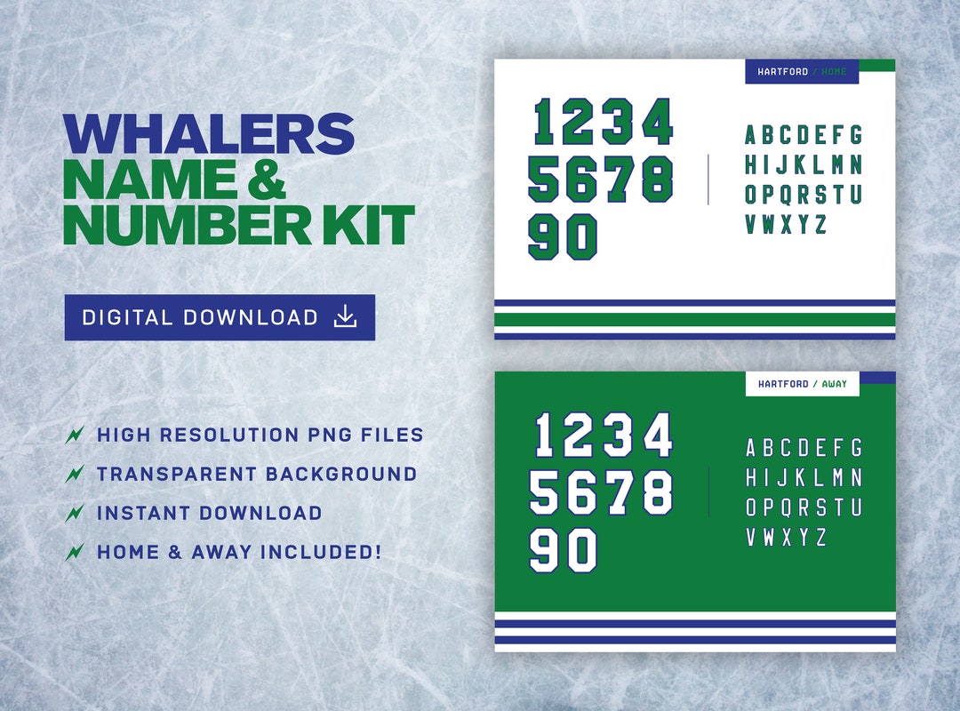 Hartford Whalers Numbers & Letters Highres Digital PNG Files for