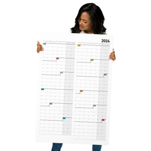 2024 Full Year Planning Calendar - Large Wall Calendar to help you finish all your goals!
