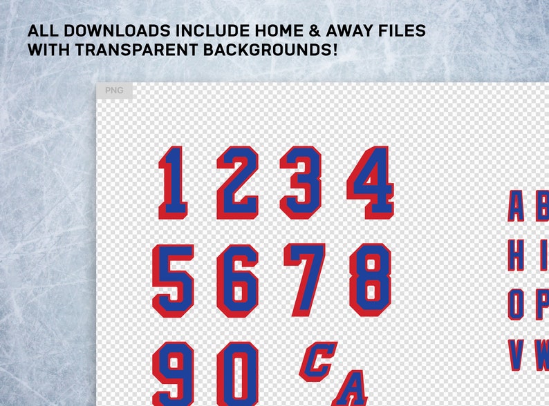 NY Rangers Numbers & Letters Highres Digital PNG Files for Jerseys