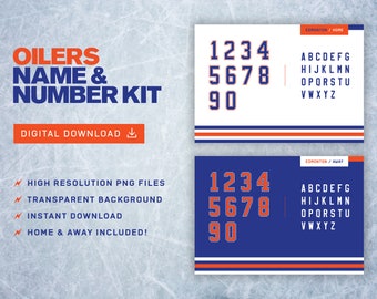 Oilers Numbers & Letters - High-Res Digital PNG Files for Jerseys, Stickers + more!