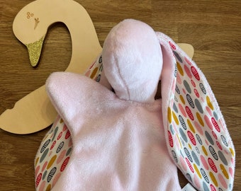 Snuggle bunny, baby comforter, baby pink