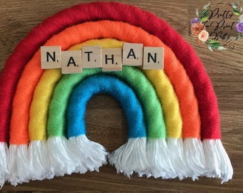 Rainbow wall hanging, personalised with name