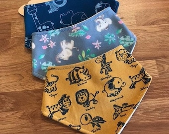 Bandana bib bundle gift set - 'Baby animals' collection