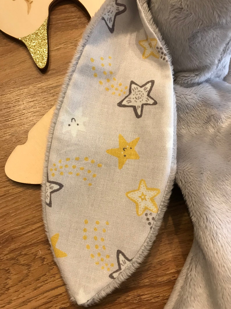 Snuggle bunny, baby comforter, steel grey with stars image 3