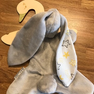 Snuggle bunny, baby comforter, steel grey with stars image 2