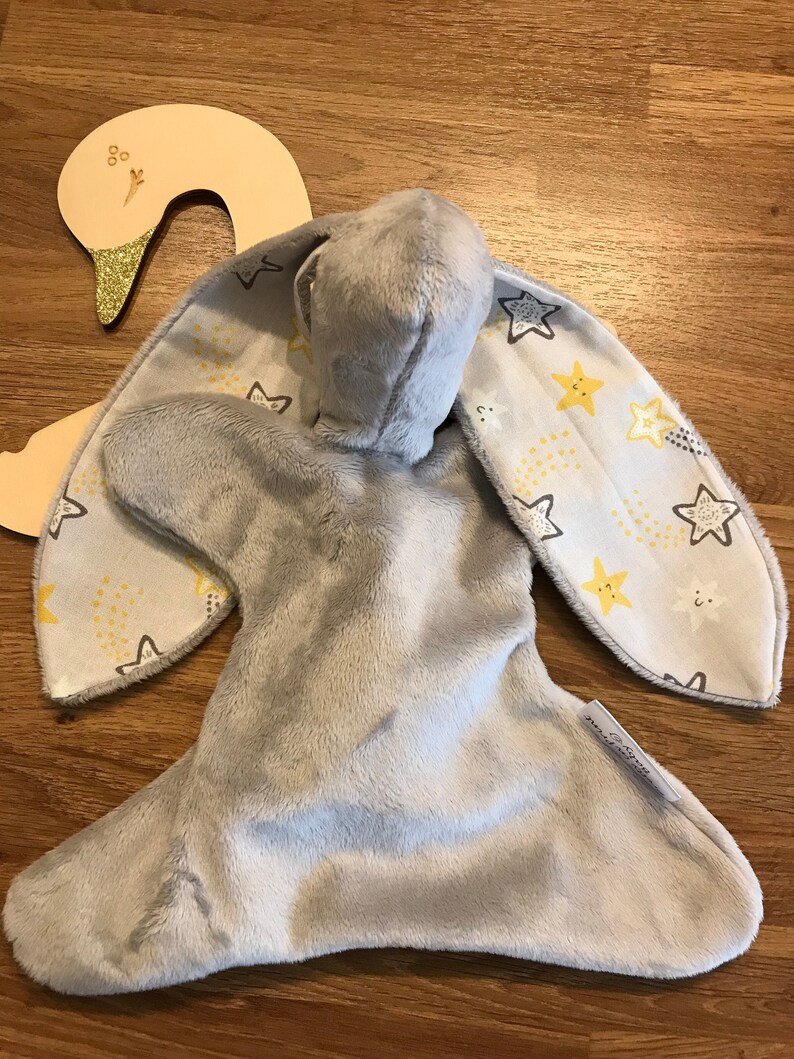 Snuggle bunny, baby comforter, steel grey with stars image 1