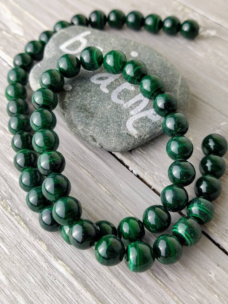 15 Strand High Quality Malachite UK Approx Round Beads Semi-Precious Gemstones 8mm Bead Size Jewellery Making Craft Supplies