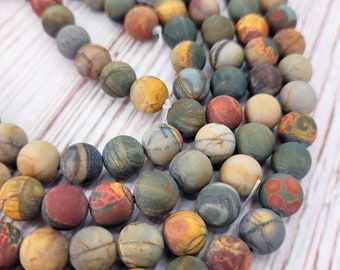 Matte Picasso Jasper, 8mm, Craft Supplies, Jewellery Making Supplies, Jasper Gemstones, Necklace Making, Bracelet Supplies, Beading