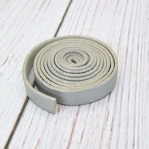 Silver Grey Flat PU Leather Cord: Jewelry Making Supplies, 1 Yard (10x1.5mm)