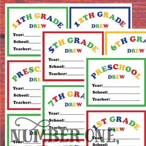 CUSTOM School Memory Box labels kit Printable organization kit includes file tabs, box cover and annual journal sheets image 2