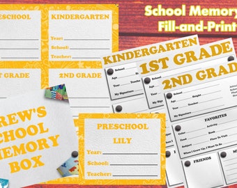 Personalized School Box labels - Yellow! Instant download, custom organization kit w/ printable storage stickers, cover & memory sheets!