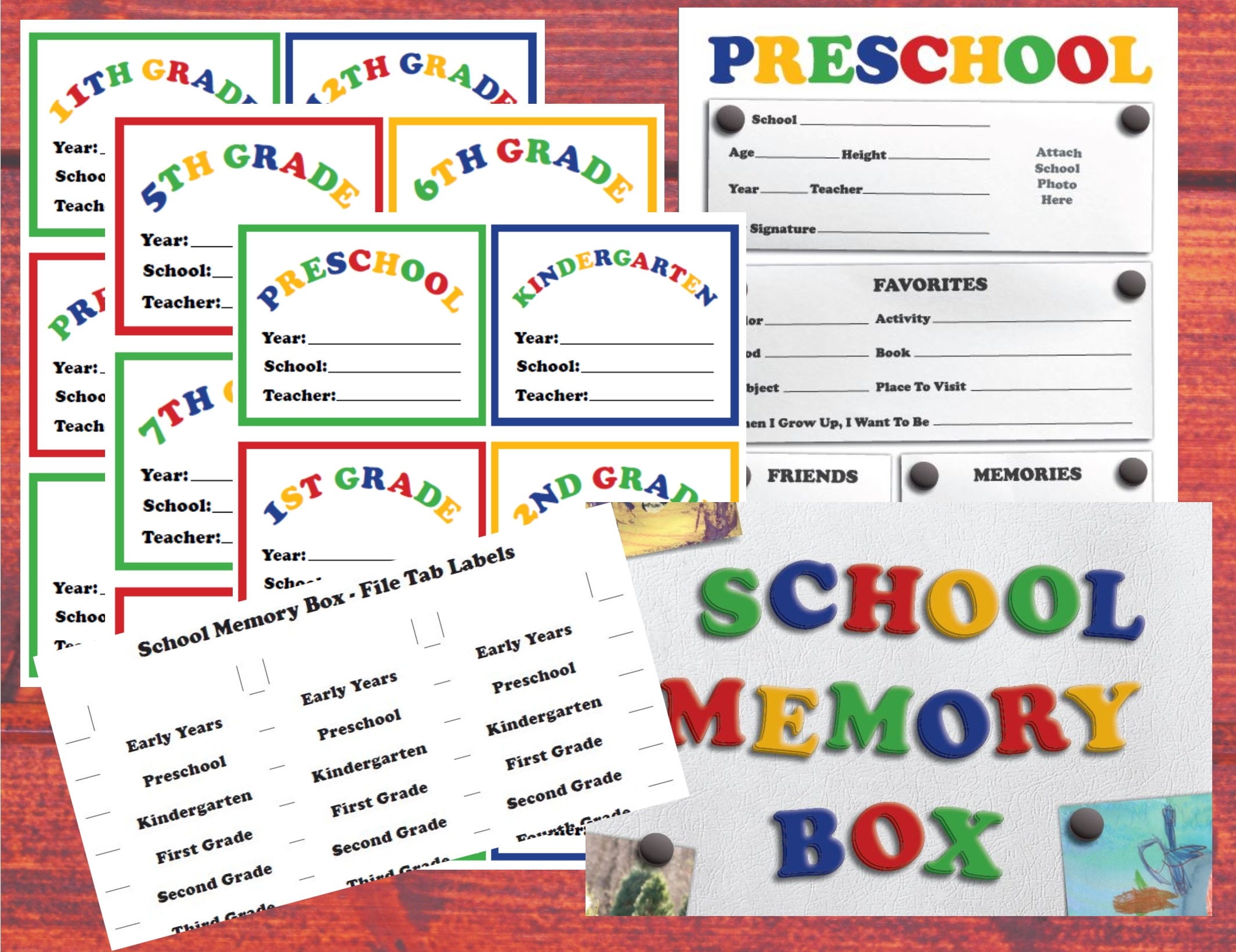 School Memory Box Labels Kit Printable Organization Kit Etsy Australia