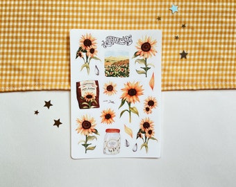 Sticker sheet sunflowers - sunflower - journaling - flowers - cottagecore