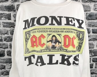 Ac Dc Money Talks Etsy - acdc 1990 vintage money talks world tour sweatshirt mega rare ac dc pullover