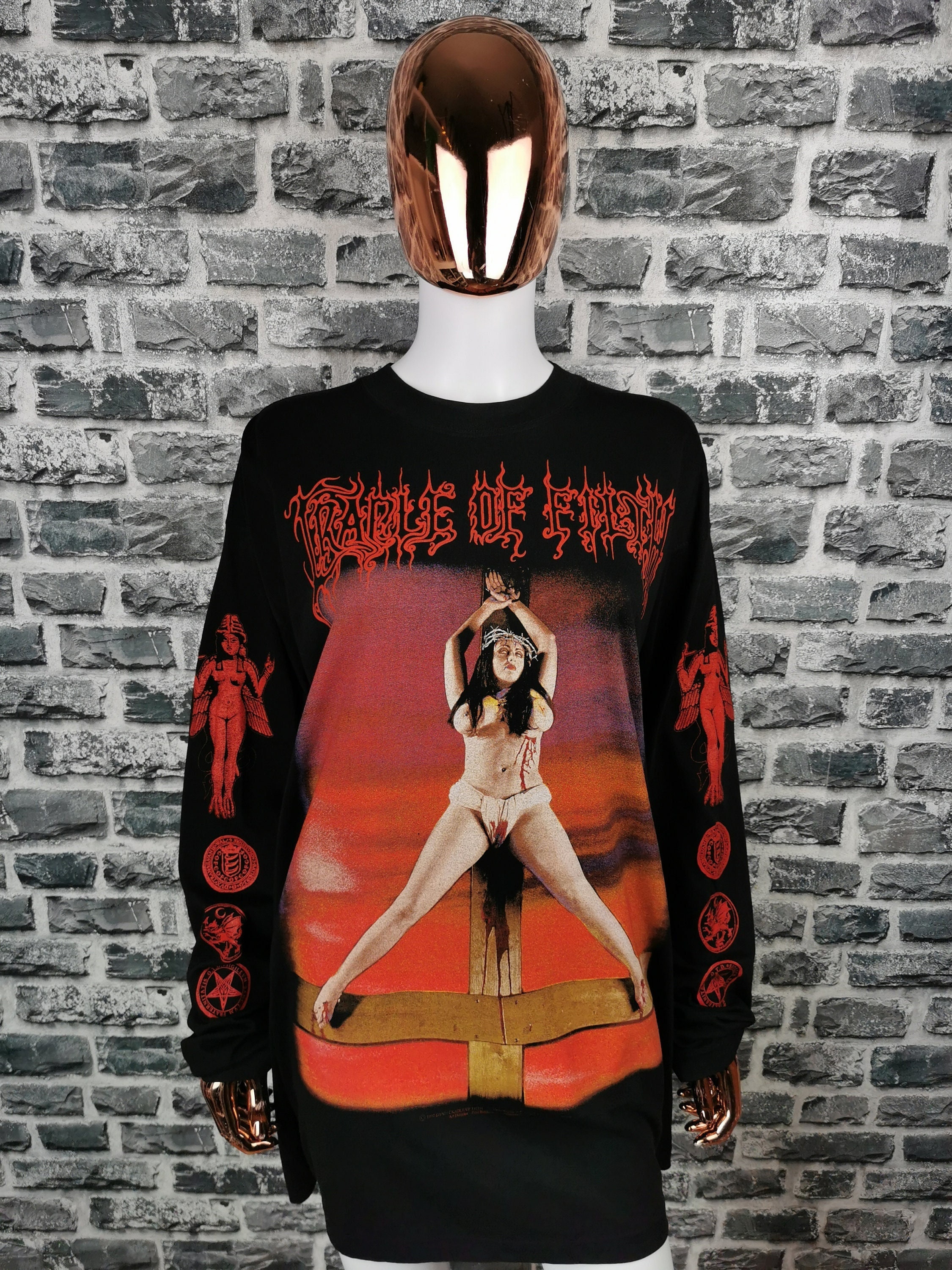 ⑤ CRADLE OF FILTH ロングTシャツ  XL オーバーサイズTシャツ/カットソー(七分/長袖)