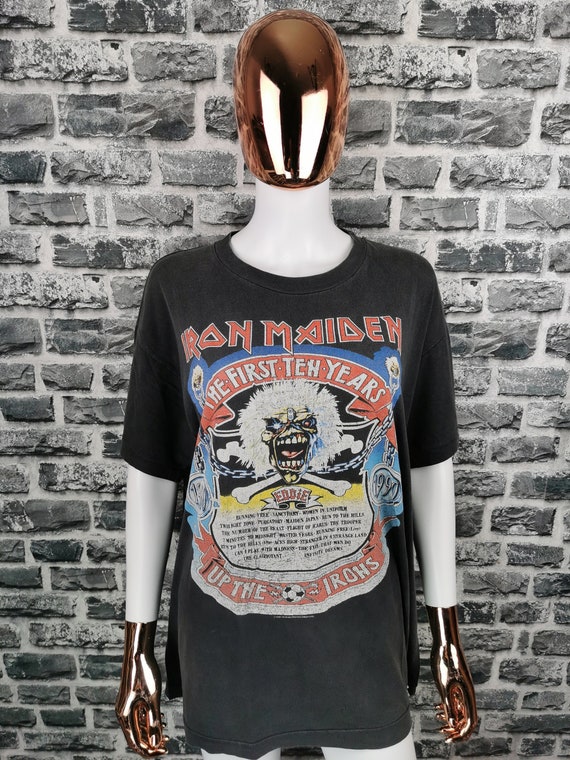 IRON MAIDEN 1990 Vintage T-Shirt Up The Irons / First… - Gem
