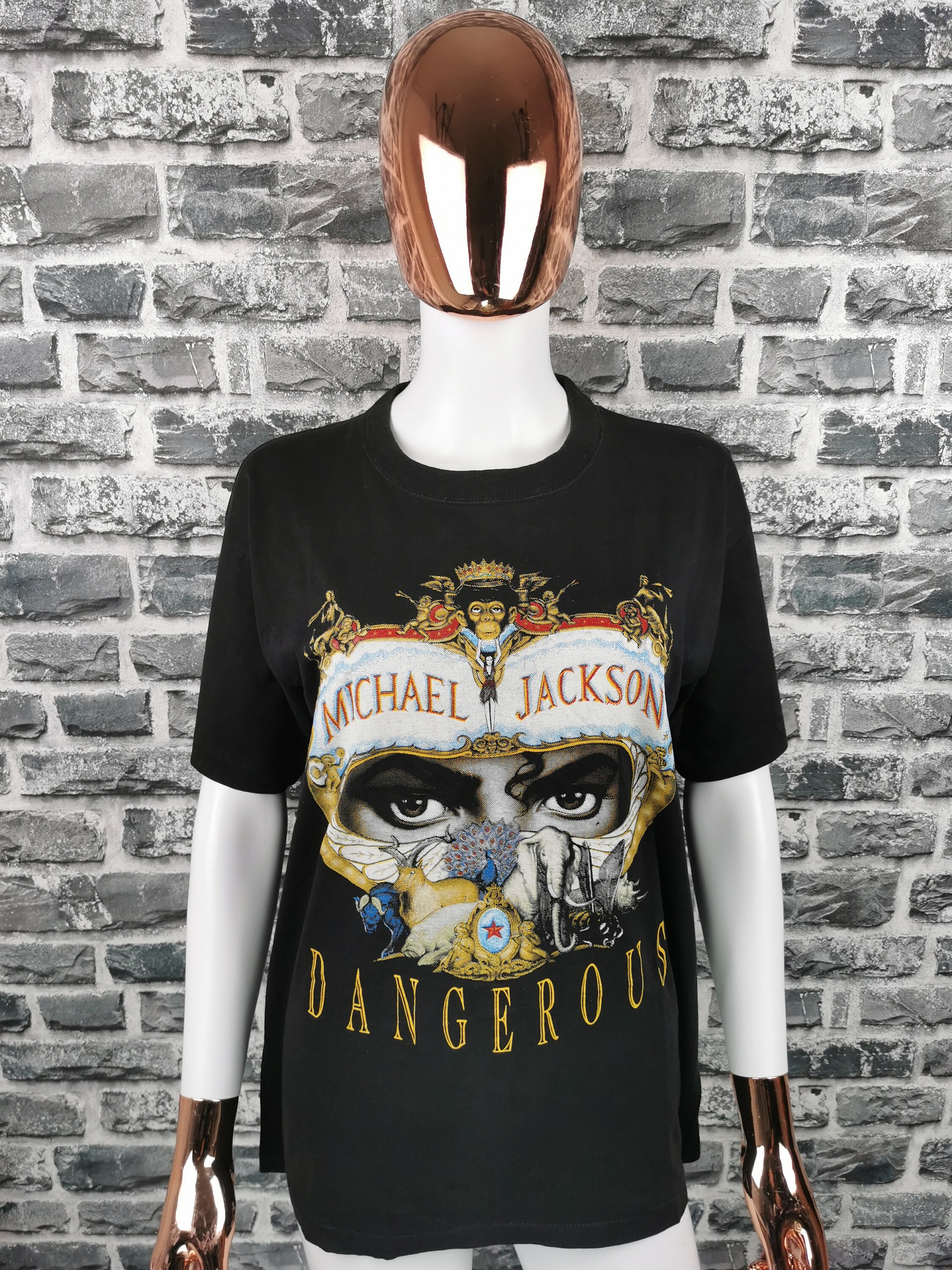 MICHAEL JACKSON DANGEROUS ALBUM KING OF POP MEN'S SIZES BLACK T SHIRTS