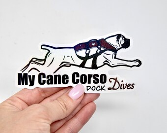 Vinyl Cane Corso Mastiff Dock Diving Sticker Decal