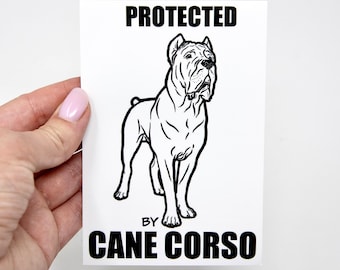 Vinyl Protected by Cane Corso Mastiff Sticker Decal