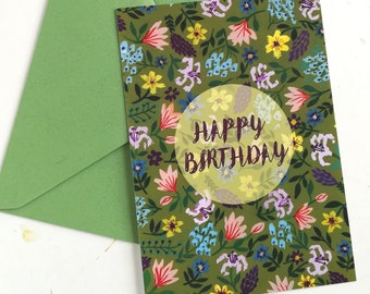 Postcard, Flowers, Birthday postcards, Botanical Greetings, Floral,  Greetings Card, Happy Birthday Greeting Card