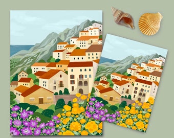 Landscape poster, Painting, Corsica, illustration, print