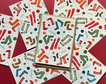 Birthday card, Greeting cards, Postcard, Knitting card, Yarn, Needles, Socks