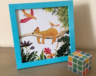 Framed Art Print, Children's Room Decor, Jungle Cat
