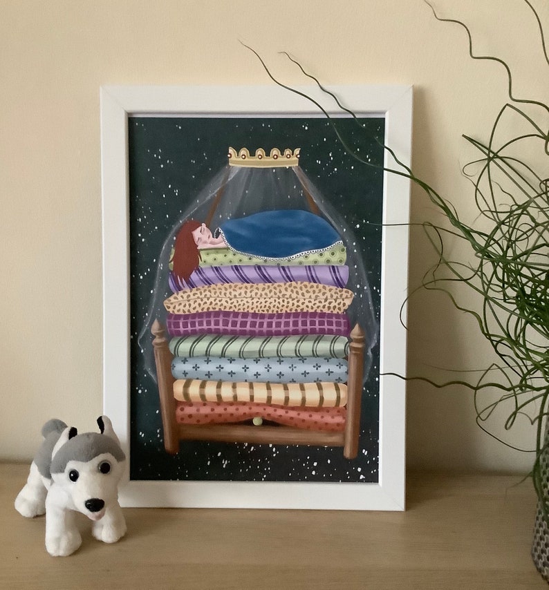 The Princess and the Pea A4 Illustration Wall Art - Etsy
