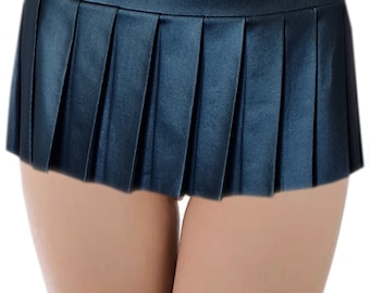 New Hot & Sexy Just 8"Length Wetlook Pleated Women Skirt