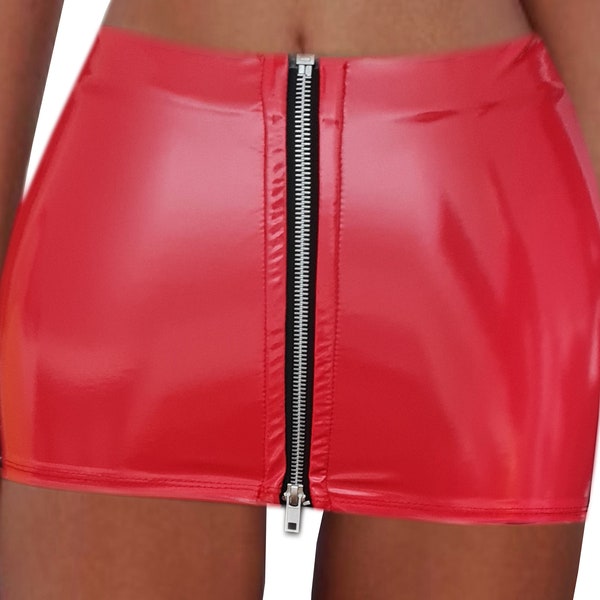 Red Vinyl Wet look Womens/Girls Micro Mini Skirt