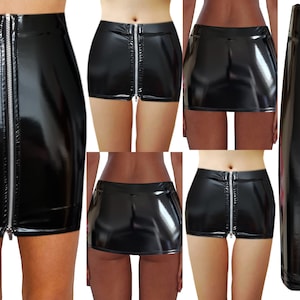 New Black Vinyl PVC Glossy Wet Look Mini Skirt image 1