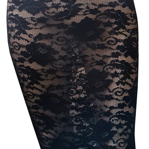 Womens Black See THROUGH  Lace  Skirt