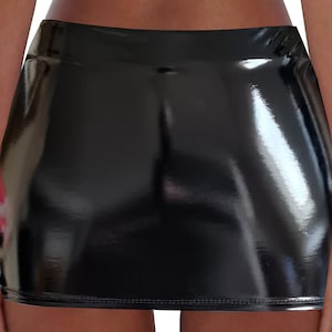 New Black Vinyl PVC Glossy Wet Look Mini Skirt image 8