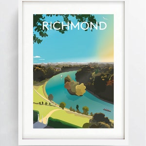 Richmond Hill Drucke / Poster in der Nähe von KT12 Kingston upon thames, Wimbledon, Roehampton, North Sheen und Twickenham