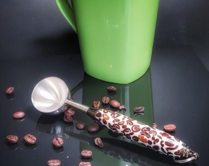 Barista Stainless Steel Coffee Scoop with Coffee Bean-Infused Resin Handle
