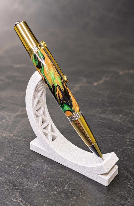 Royal Pen | Handcrafted Resin Ballpoint with Gold & Chrome Accents, Parker Refill, Executive Gift for Him.