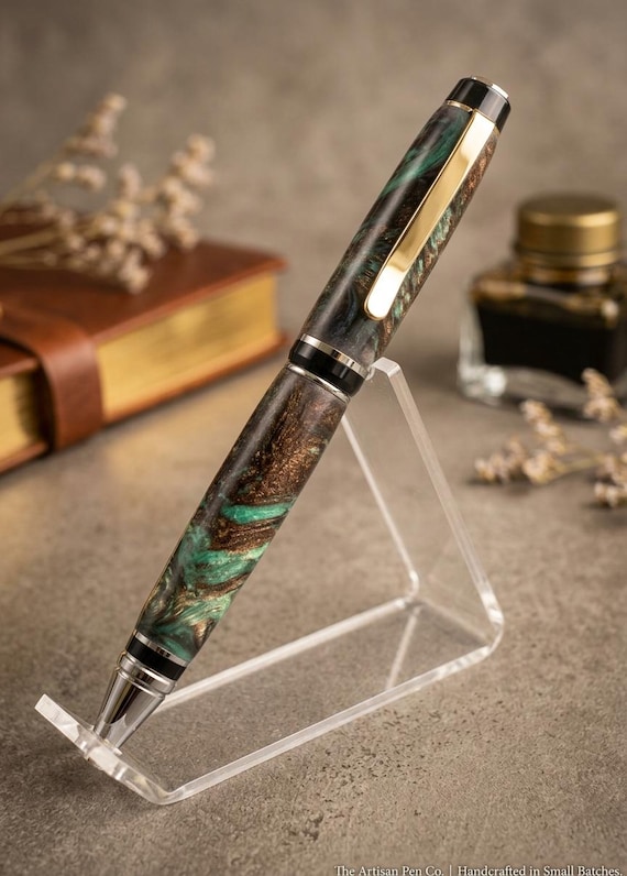 Handcrafted Cigar Pen, Artisan Resin Ballpoint, Parker Style Refill, Unique Office Gift, Gift Box Included