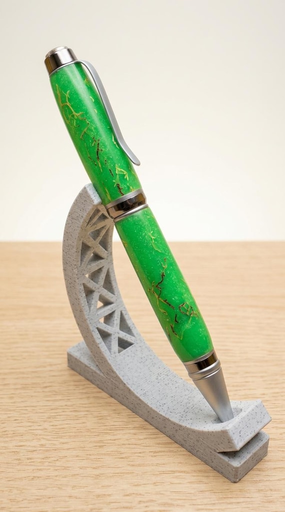 Handmade Emerald Diamond Resin Cigar Pen with Satin Chrome Finish, The Ideal Gift for Any Writer