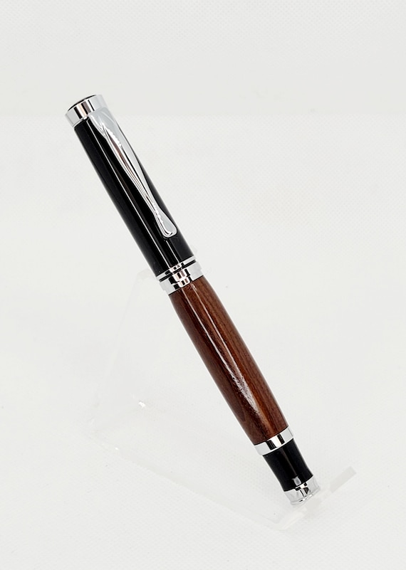 Oxford Roller Ball Pen – Handcrafted Bolivian Rosewood with Chrome & Black Accents