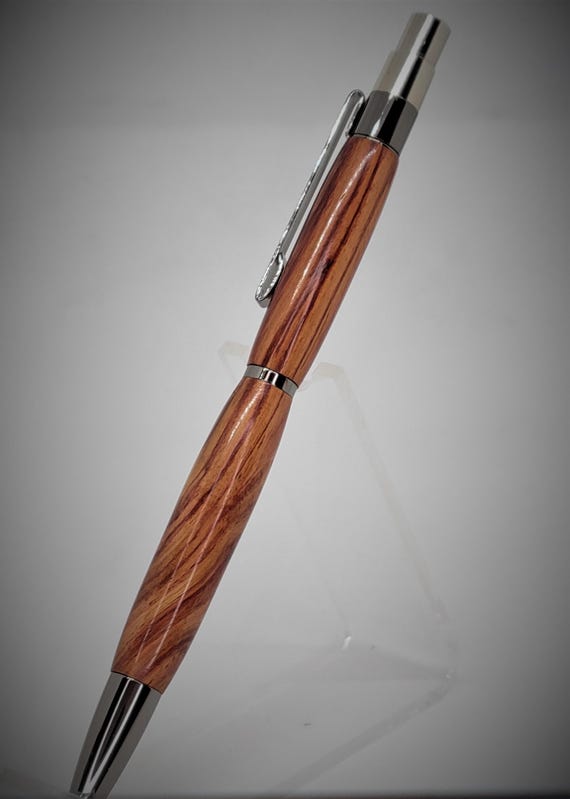 Tulipwood Slim EDC (every day carry) pen in a gun metal finish.