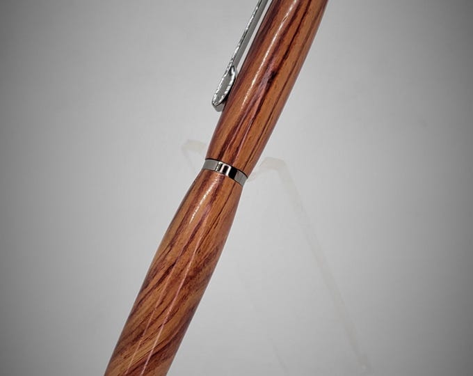 Tulipwood Slim EDC (every day carry) pen in a gun metal finish.