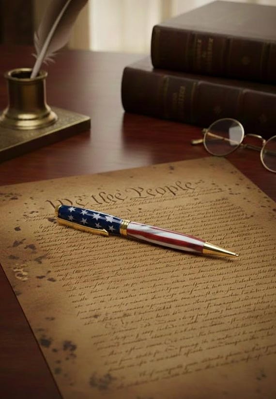 Saturn Twist Patriotic Pen – Stars and Stripes Design, Gift Box